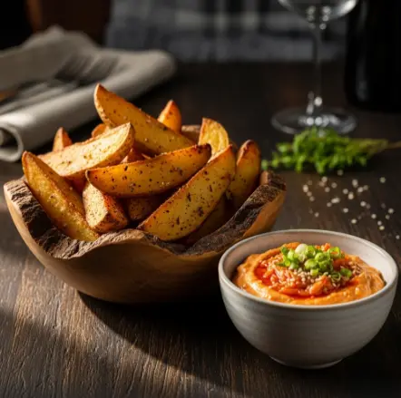 Knusprige Kartoffelspalten mit Kimchi Dip