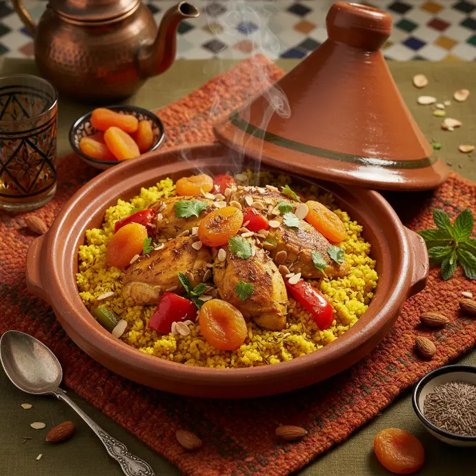 Marokkanische Hähnchen Couscous Pfanne