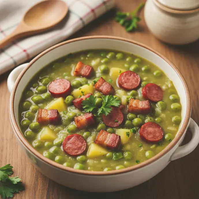 Oma Marions Geheimnis der klassischen Erbsensuppe Erbsensuppe