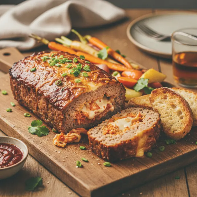 Hackbraten mit PANJANS-Kimchi-Käse-Füllung Hackbraten mit PANJANS Kimchi Käse Füllung