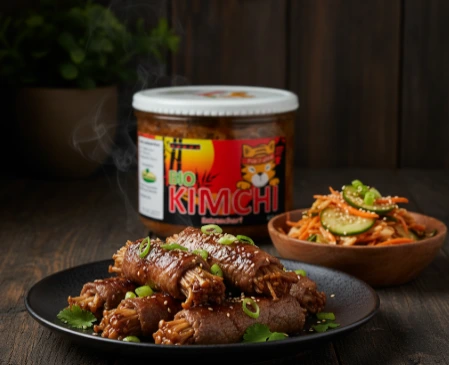 Enoki-Rinds-Röllchen mit PANJANS Kimchi