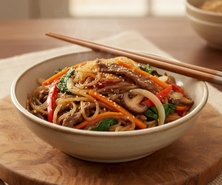 Japchae - Glasnudeln mit Gemüse und Rindfleisch