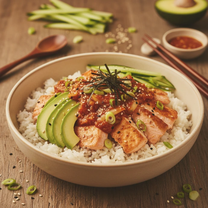 Kimchi-Lachs-Avocado Bowl