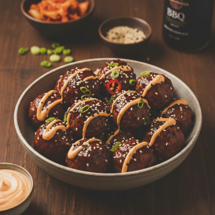 Koreanische Fleischbällchen mit PANJANS Kimchi-Mayonnaise