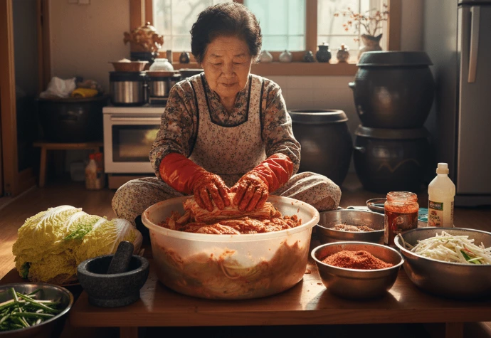 Traditionelles Kimchi-Herstellen (Kimjang) als Teil der koreanischen Kultur